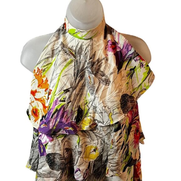 Lane Bryant Halter Neck Floral Print Ruffle Layered Top Womens Size 18/20 - Picture 10 of 13